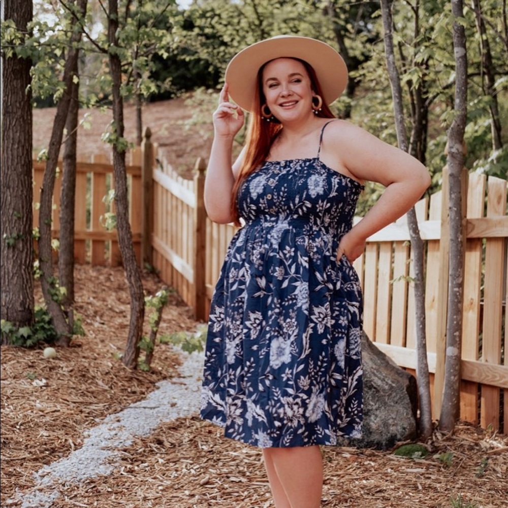 Blue Floral Print Dress